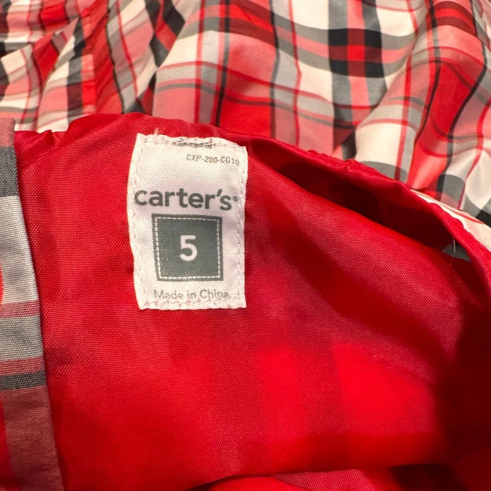 Carters Plaid Party Dress Black Bow Holiday Christmas Girls Size 5 Red Black‎